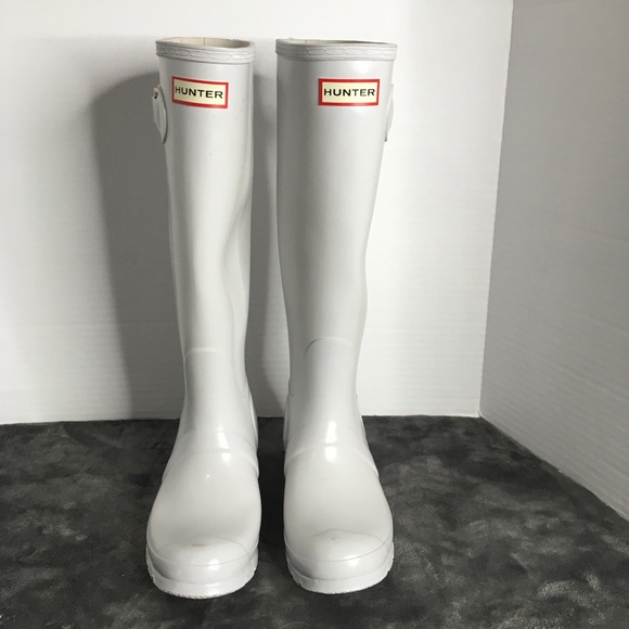 Hunter Shoes - Hunter Boots Original Tall Boot Formed Of Natural Rubber White Unisex Size 6
